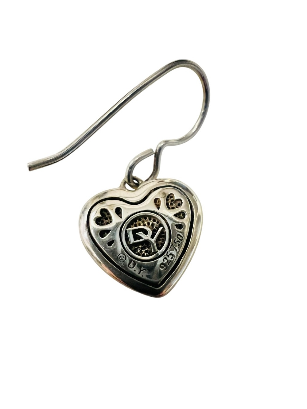 David Yurman Cable Heart Drop Earrings Sterling Silver 18K Gold 925 - Picture 2 of 6